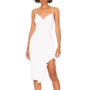 Natasha Ruffle Midi Dress - bridal shower / wedding week - like new